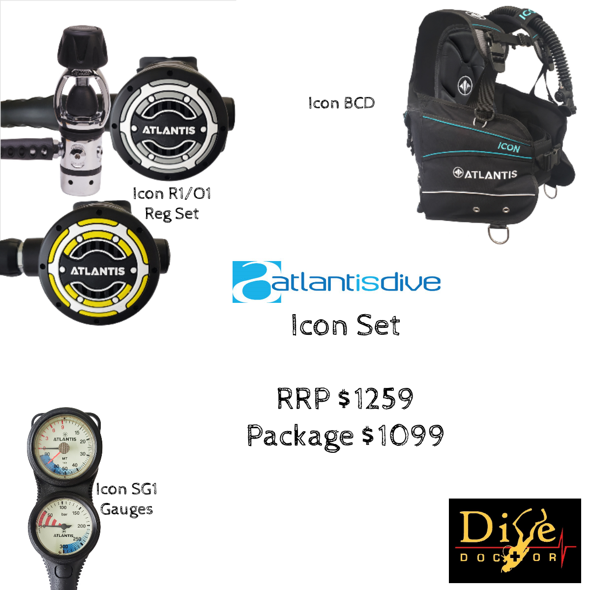 Atlantis Icon BCD/Regs/Gauges Package Dive Store Auckland Scuba