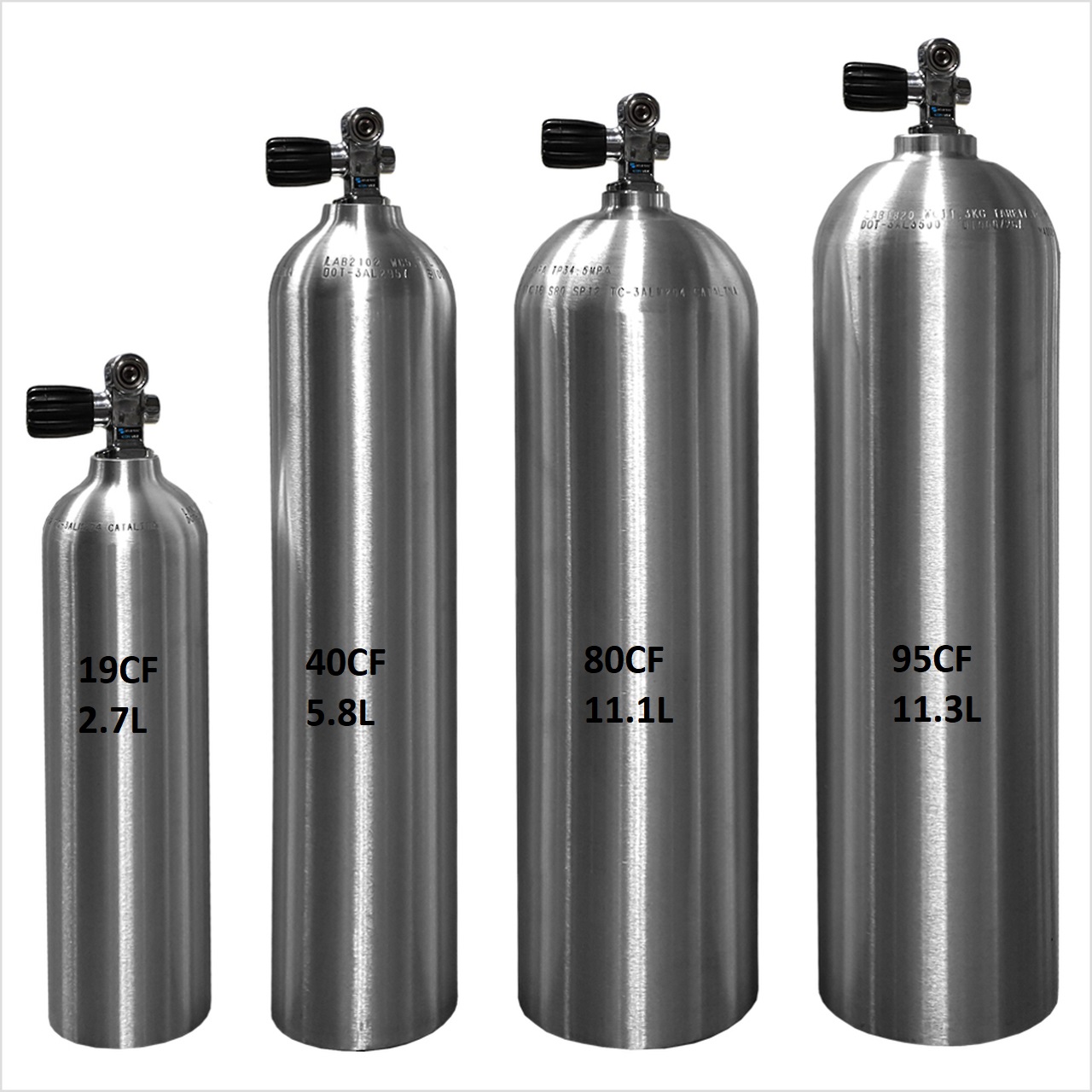 Aluminium SCUBA Tank Cylinder Complete with Valve Alloy Dive Store