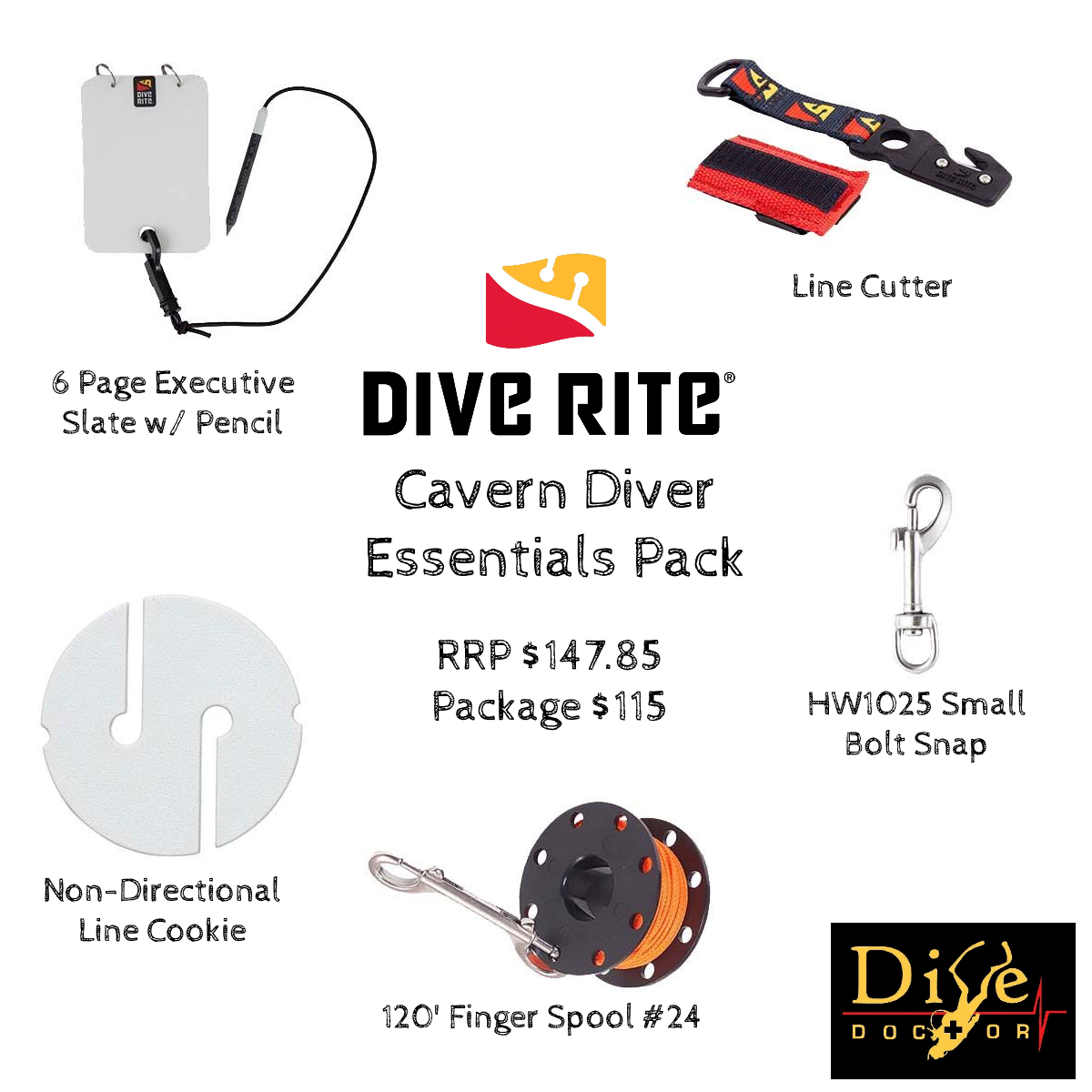 Dive Rite Slide Lock 250' Primary Reel - Dive Store Auckland
